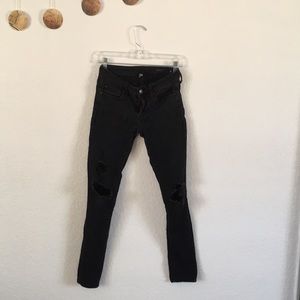 Distressed black jeans